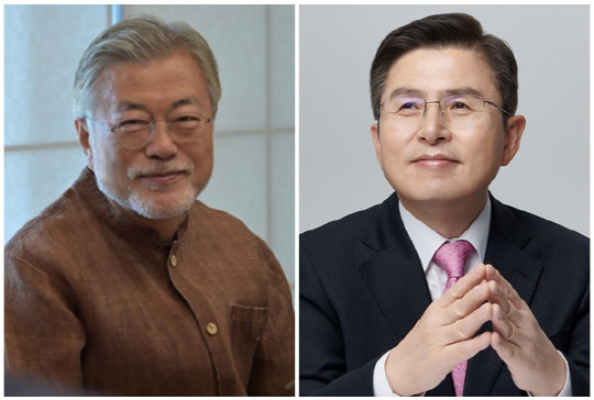 문재인 전 대통령(왼쪽)과 황교안 전 국무총리. <황교안 SNS, 더불어민주당 제공>